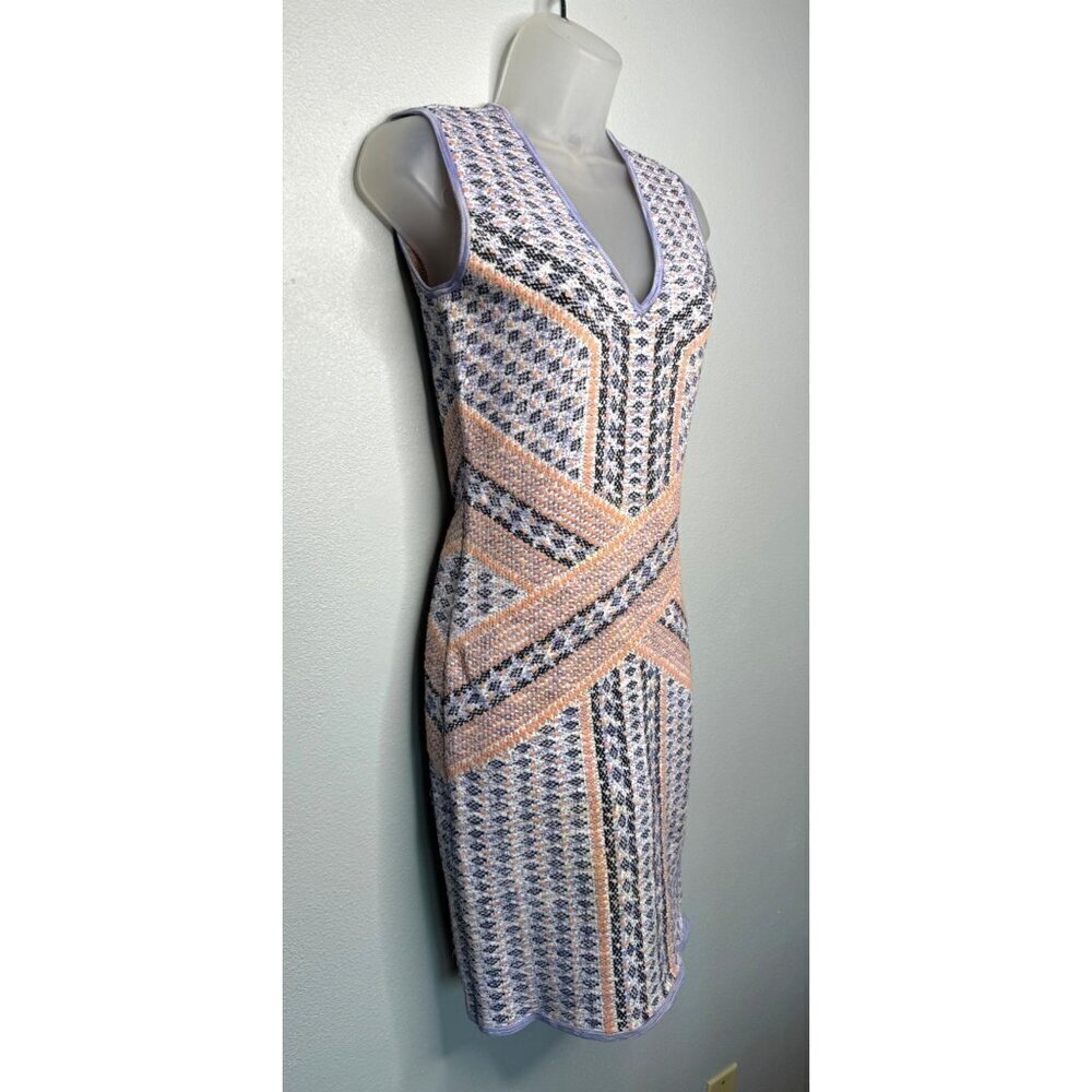 BCBGMAXAZRIA Jose Jacquard Bodycon Sleeveless Dress SZ S Party Lilac Peach - Picture 2 of 10